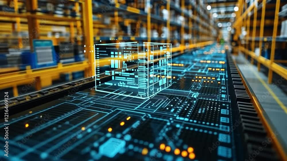 Automated warehouse system showcasing advanced technology in a logistics facility during daylight Automated warehouse system showcasing advanced technology in a logistics facility during daylight