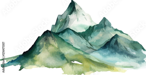 watercolor mountain landscape vector illustration,generative ai