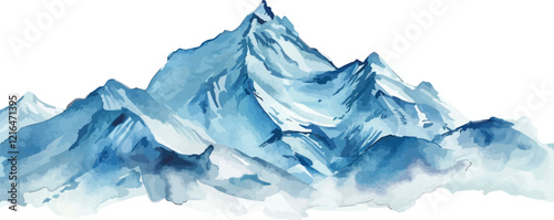 watercolor mountain landscape vector illustration,generative ai