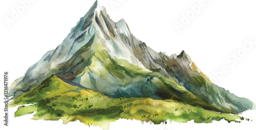 watercolor mountain landscape vector illustration,generative ai