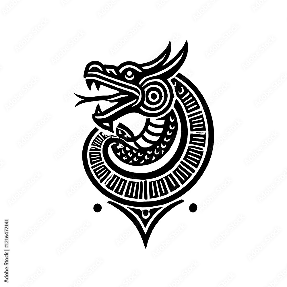 Obraz premium illustration, picture, sketch, shio, legend, logo, dragon in a symbol or emblem