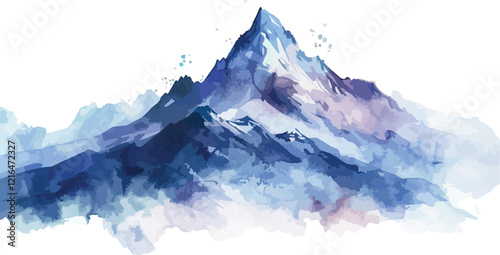 watercolor mountain landscape vector illustration,generative ai
