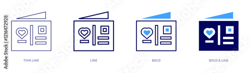 Valentine cardholder icon in 4 different styles. Thin Line, Line, Bold, and Bold Line. Duotone style. Editable stroke