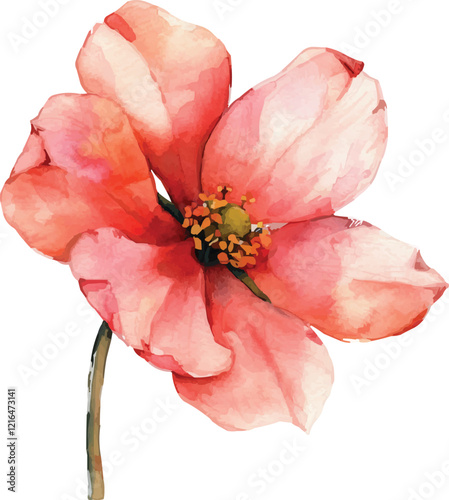 pink hibiscus flower  on white background,generative ai