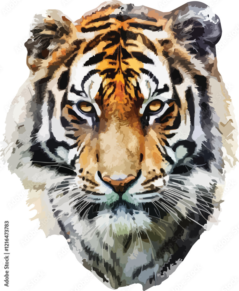 Obraz premium watercolor tiger head illustration,generative ai 