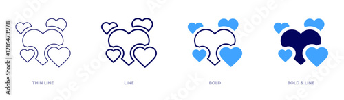 Valentine sweetheart icon in 4 different styles. Thin Line, Line, Bold, and Bold Line. Duotone style. Editable stroke