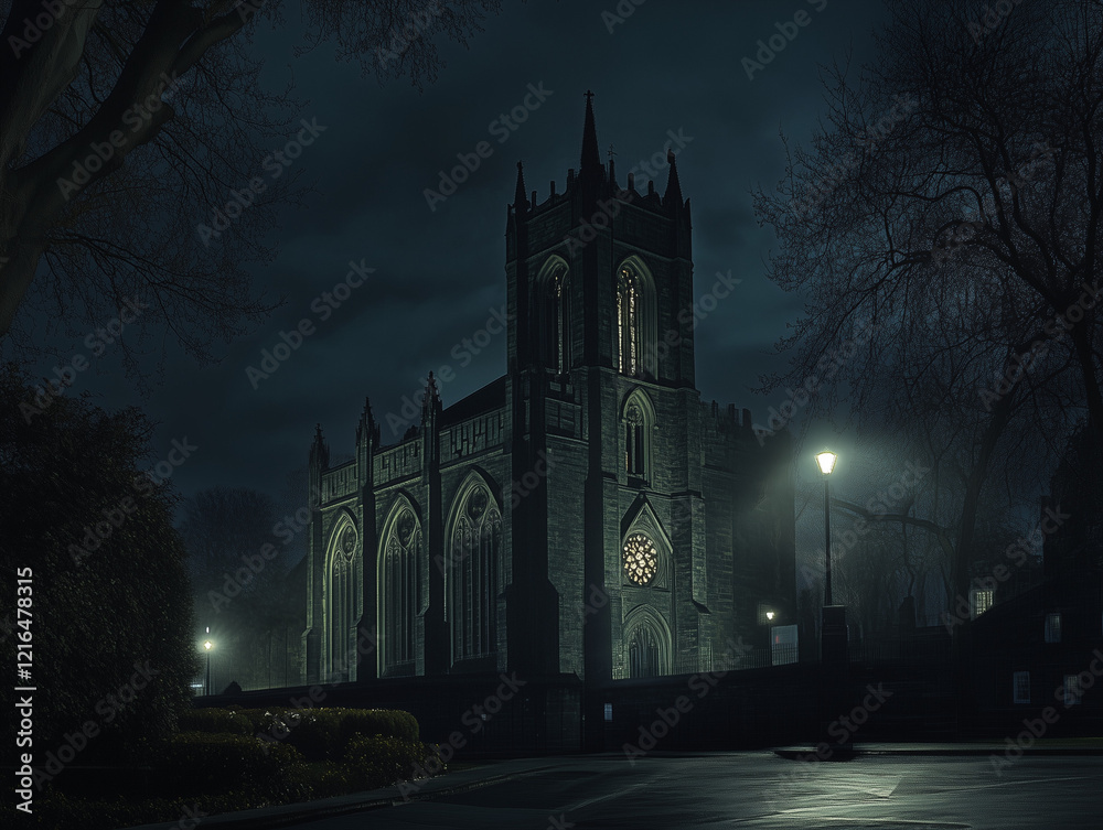 Obraz premium Gothic Cathedral at Night