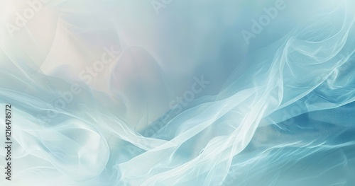 A soft, ethereal abstract background in light blue and white tones.