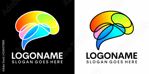abstract brain vector logo colorful mind