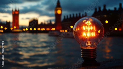 37.London in light bulb on unplugged electric lamp photo