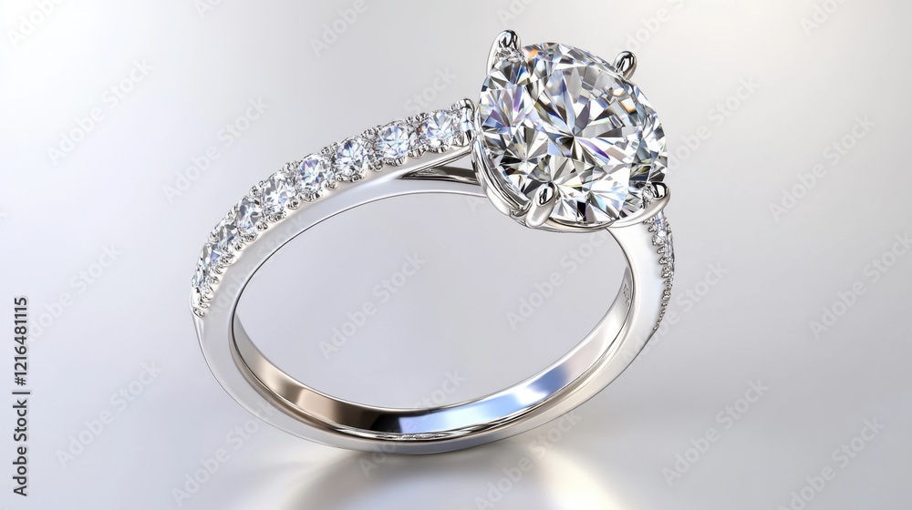 A solitaire engagement ring showcased on a gradient gray and white background. A solitaire engagement ring showcased on a gradient gray and white background.