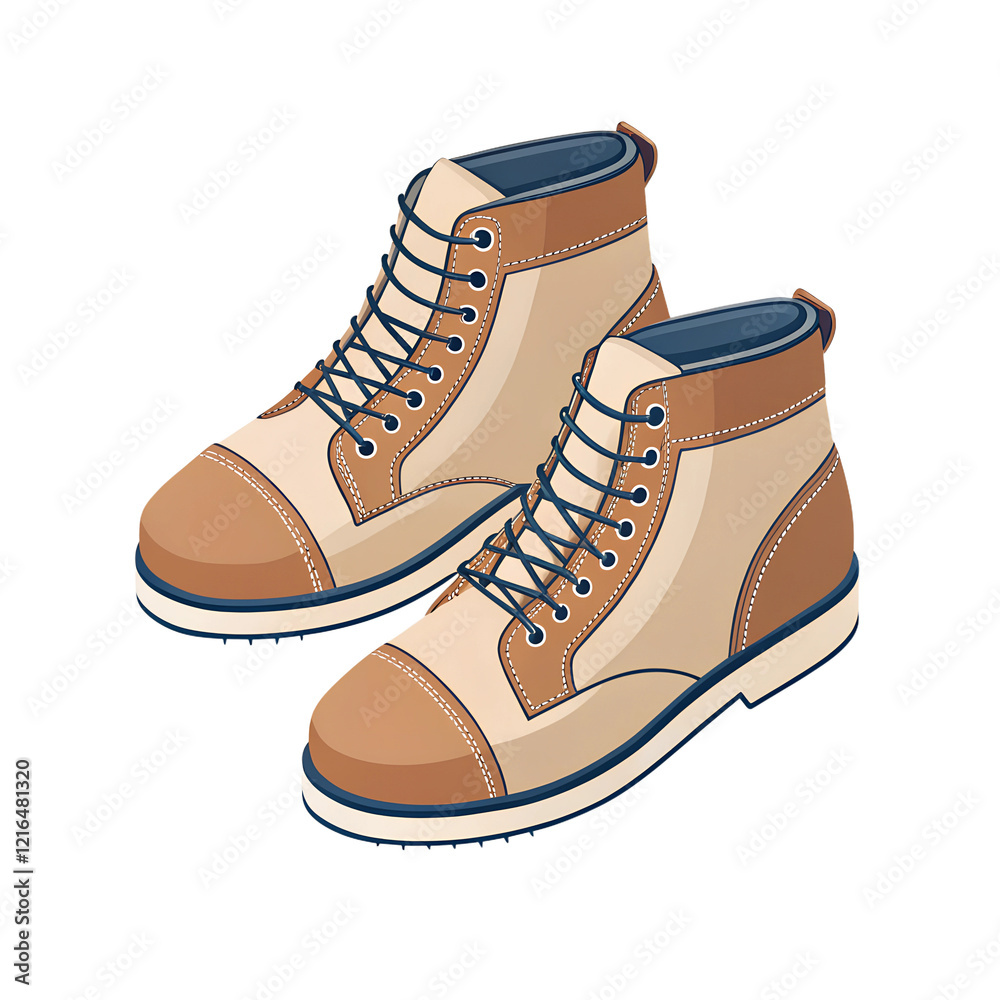 icon 3d Isometric render style of A pair of ankle boots, icon, isolated on transparent background icon 3d Isometric render style of A pair of ankle boots, icon, isolated on transparent background