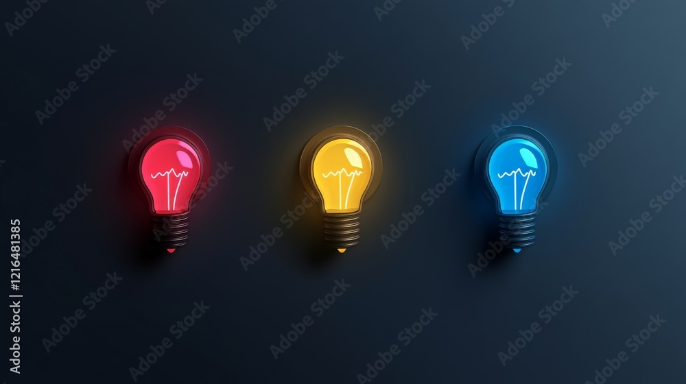 7.On and off toggle switch buttons with idea light bulb icon 7.On and off toggle switch buttons with idea light bulb icon