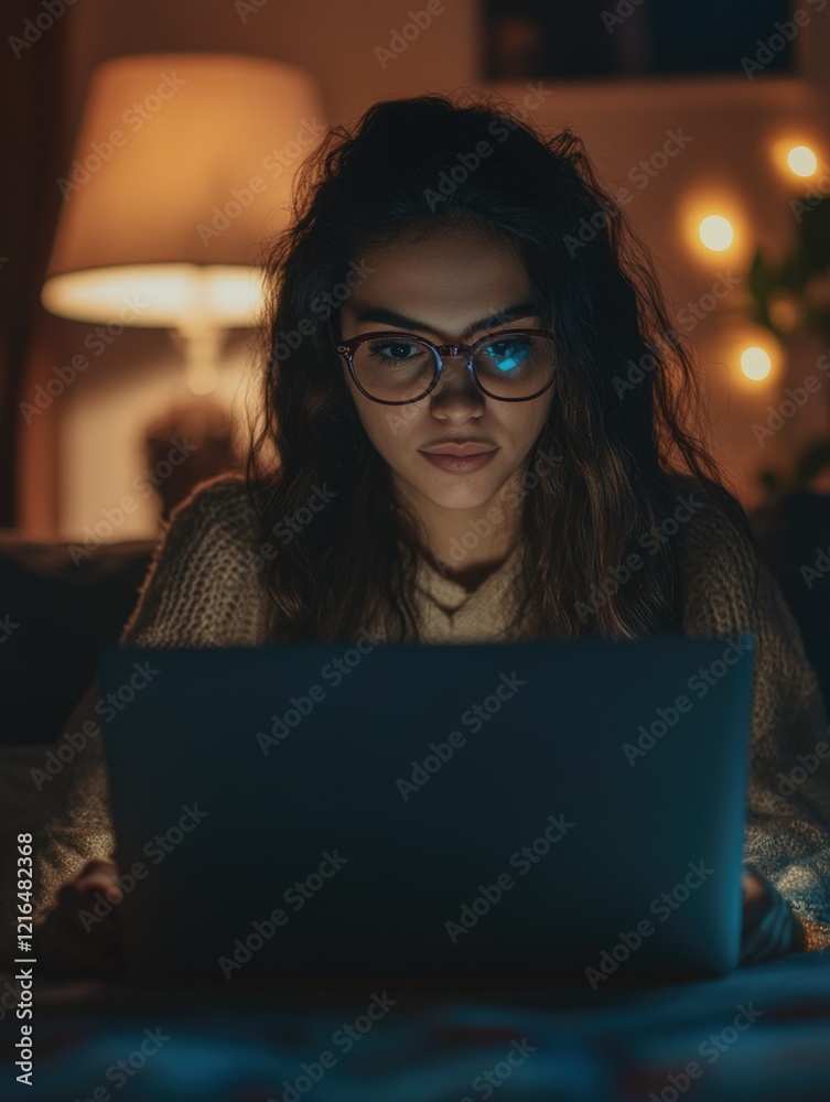 Working Late: A Modern Nighttime Scene Working Late: A Modern Nighttime Scene