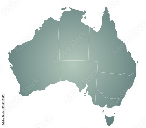 Australia map with colour, silhouette map