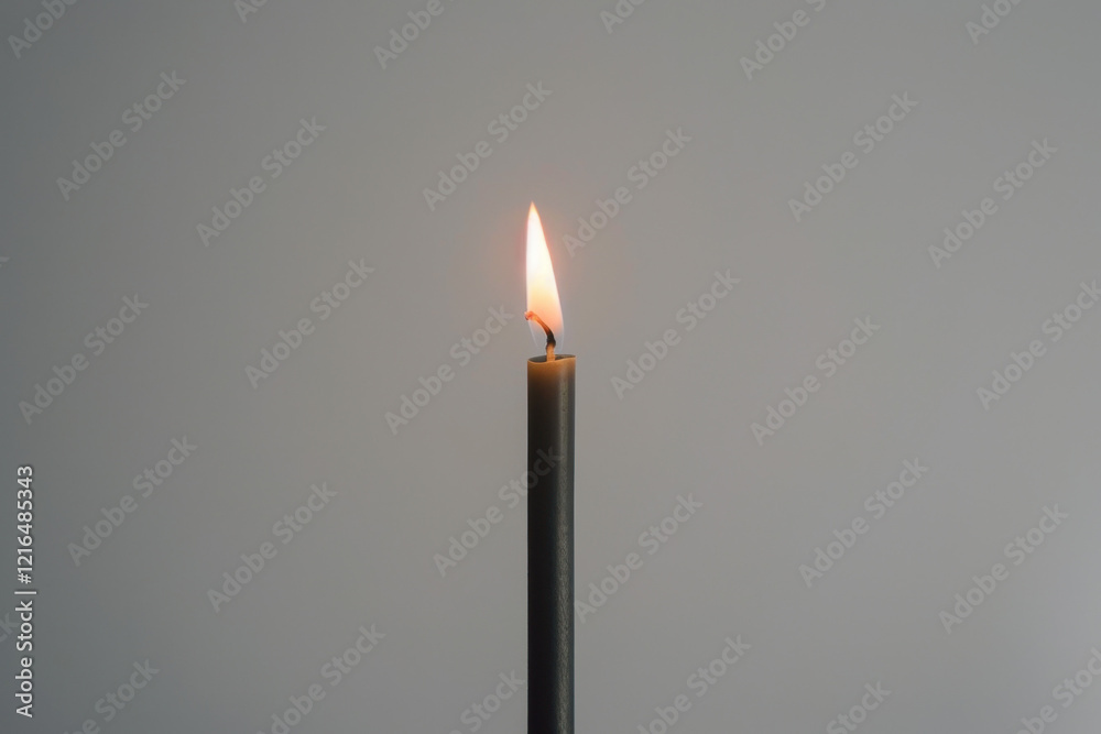 Single Black Candle with Flame Single Black Candle with Flame