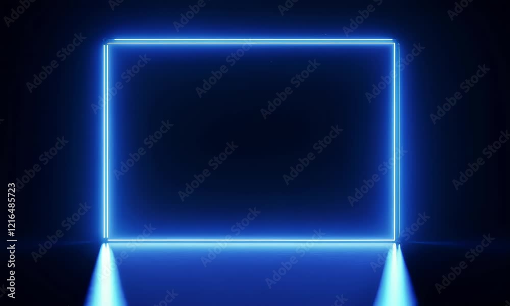 square frame with blue neon light motion, 4k resolution footage, generated ai