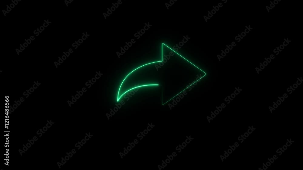 glowing neon Abstract directional neon arrow icon animation. on a black background.