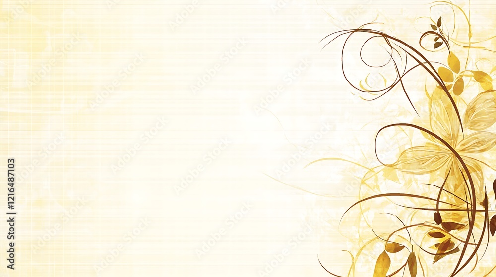 Abstract Golden Floral Design on Textured Background Abstract Golden Floral Design on Textured Background