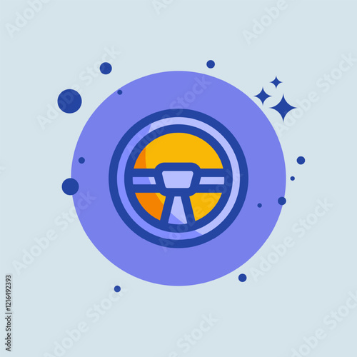 Steering wheel flat illustration. Automobile signs vector illustration.