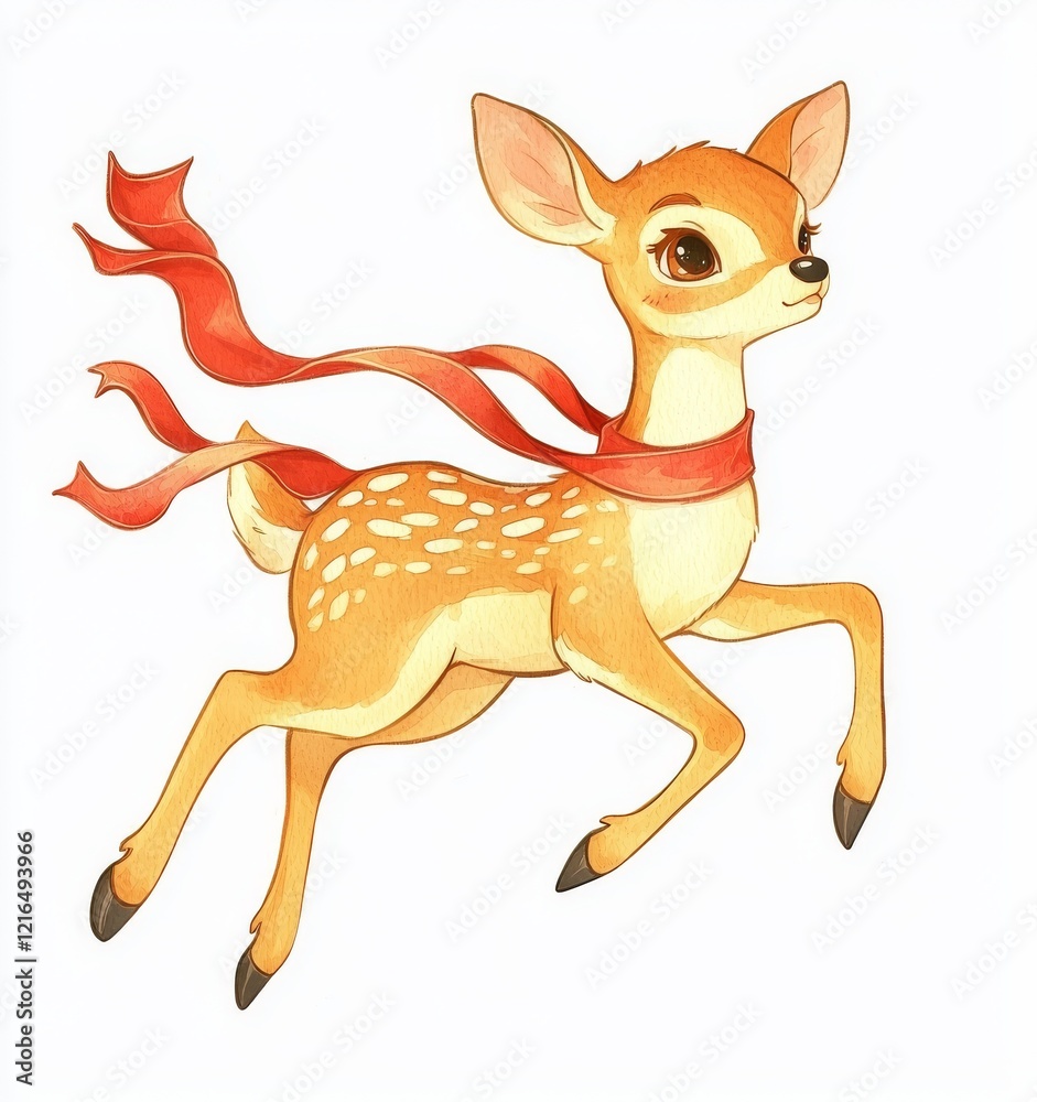 Reindeer leaping in a wildlife setting, alongside chicken and poultry Reindeer leaping in a wildlife setting, alongside chicken and poultry