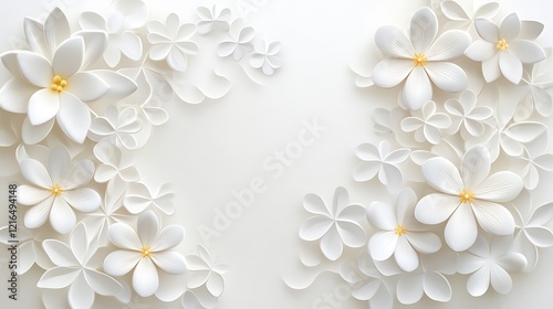Elegant White Paper Flowers Frame Design