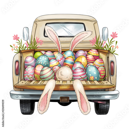 Vintage beige easter pickup truck