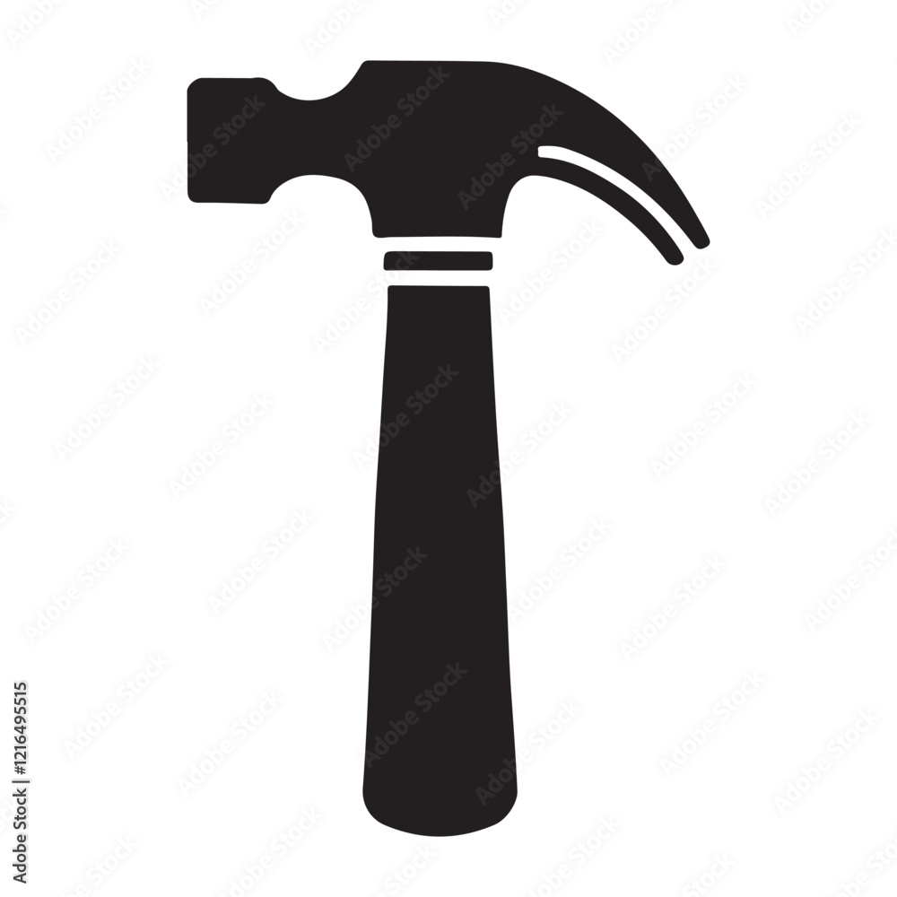 Silhouette Illustration of a Claw Hammer Tool Silhouette Illustration of a Claw Hammer Tool