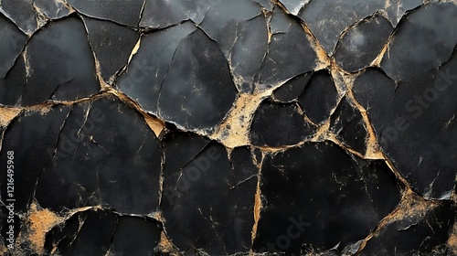 Cracked Black Leather Texture Abstract Art