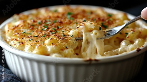 Creamy Mac & Cheese, Fork, Close-up, Kitchen, Food Blog photo