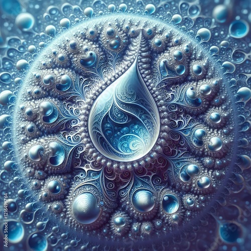 Water Drop with a Fractal Pattern A water drop with a fractal pa