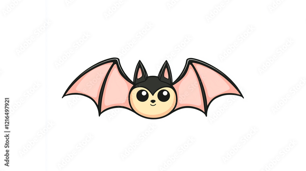 Obraz premium Creative bat illustration featuring thin lines and centered monogram design