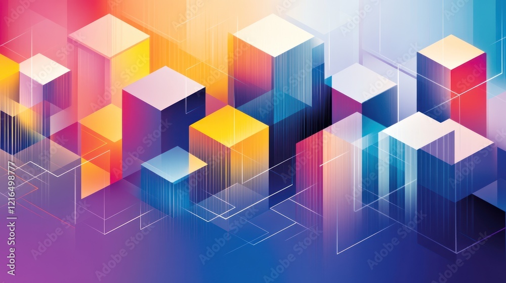Vibrant Isometric Cubes Colorful Abstract Background Design Vibrant Isometric Cubes Colorful Abstract Background Design