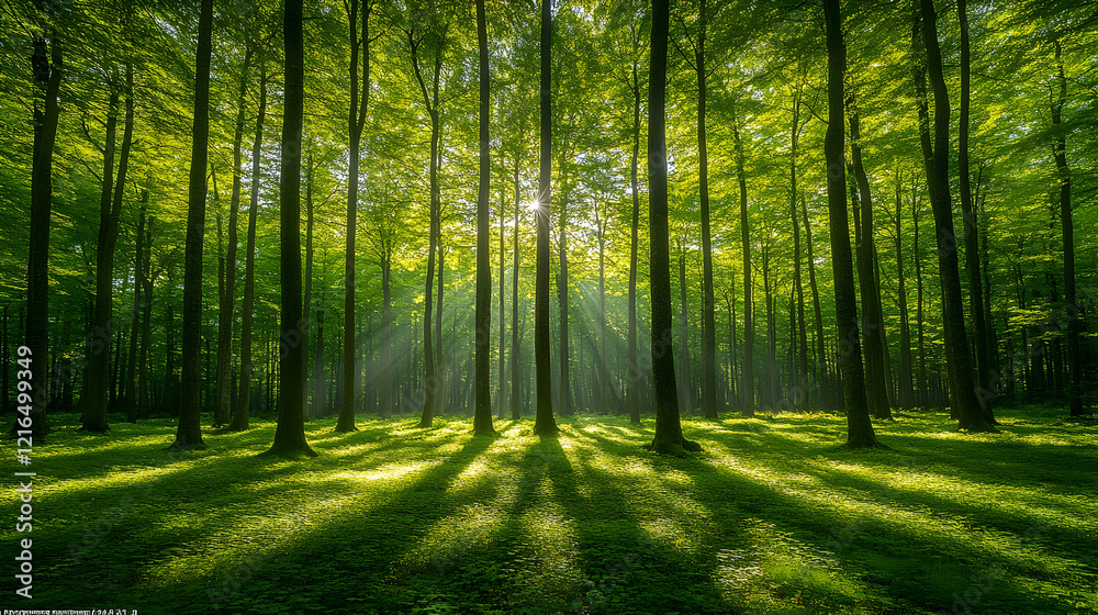 Sunlit Forest Path: A Serene and Peaceful Nature Scene Sunlit Forest Path: A Serene and Peaceful Nature Scene