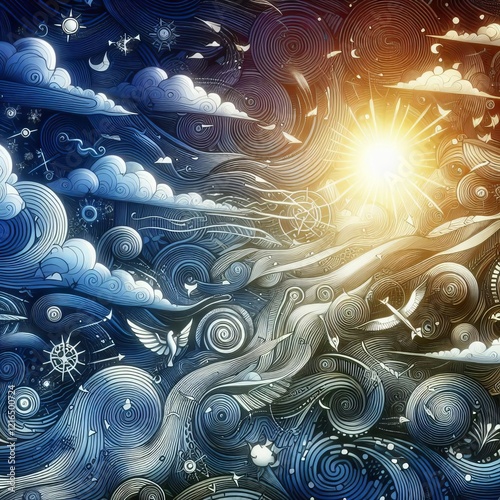 Wind Current Labyrinth Weather pattern symbols forming flowing w