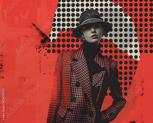 Illustration of A chic fashion magazine cover with stylish dot fonts, showcasing the latest trends in urban wear. Ai Generate.
