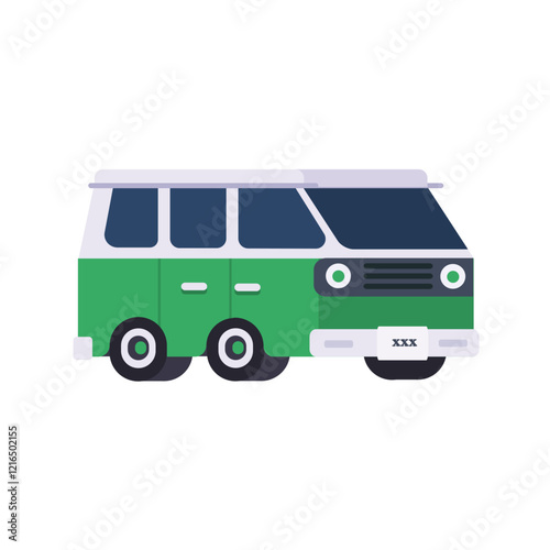Van flat style icon design, Transportation travel trip vacation journey road and destination theme Vector illustration