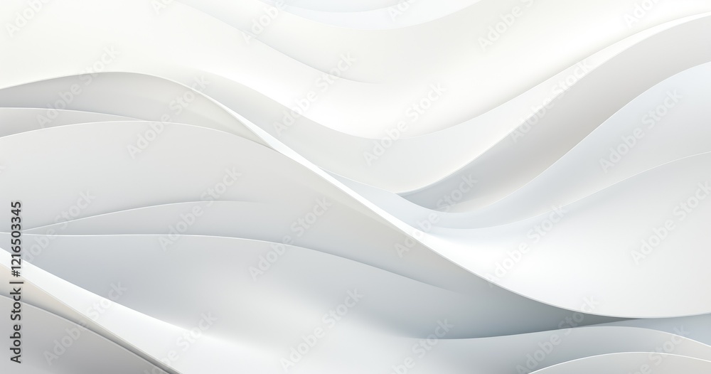 Abstract white waves create a smooth, modern background with a minimalist aesthetic.