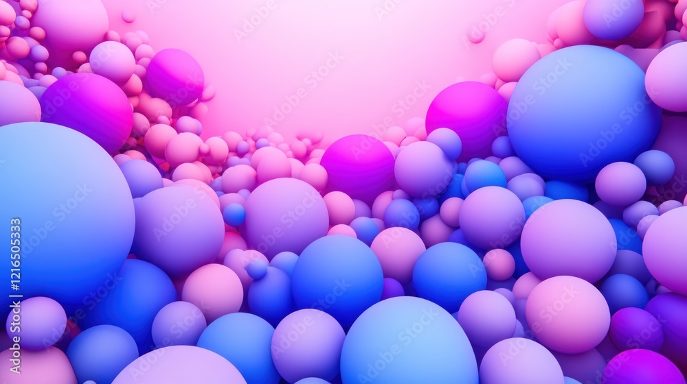 Vibrant Purple Blue Spheres Abstract Background Soft Pastel Colors 3D Render