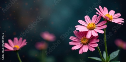 Delicate petals of fading Shasta daisies on dark background, daisies, plants photo