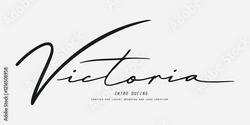 Elegant serif font "Victoria" crafted for luxury branding and logo creation. This modern serif typeface features refined letters and numbers, making it perfect for logos