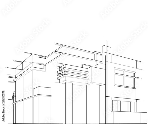 architectural sketch of a house