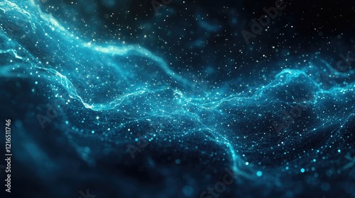 Wallpaper Mural Abstract digital background featuring dynamic lines and glowing particles in varying shades of blue. Torontodigital.ca