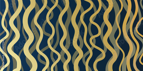 Golden and Black Retro Style Wallpaper, Background Design for Your Business with Vertical Geometric Lines Pattern - Applicable for Web, Presentations, Placards, Posters - Creative Vector Template