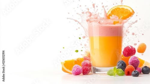 Wallpaper Mural Colorful fresh smoothie with berries and orange slices. Generative AI Torontodigital.ca