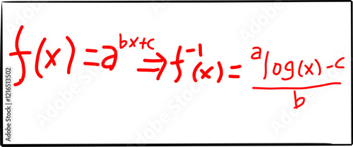 mathematical inverse function formula, in Doodle style