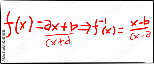 mathematical inverse function formula, in Doodle style
