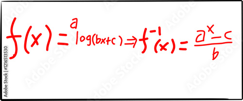 mathematical inverse function formula, in Doodle style