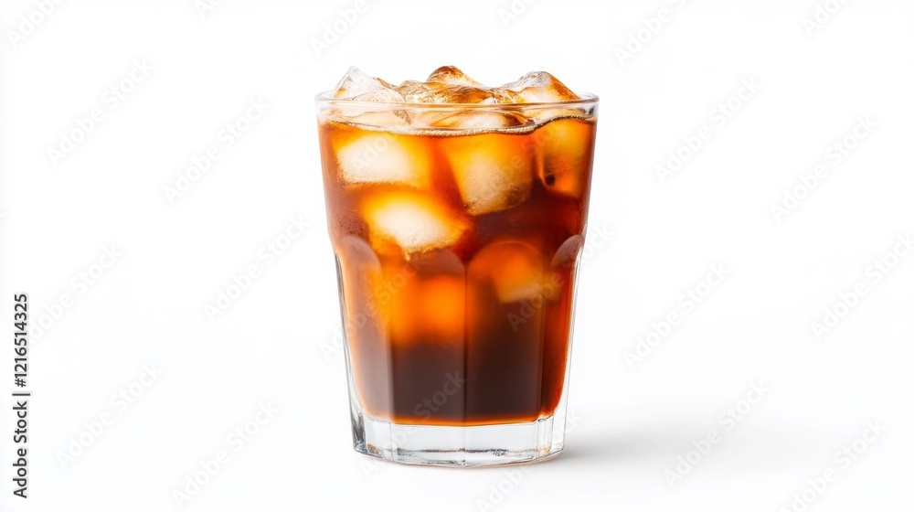 Iced Coffee with Ice Cubes and Dark Liquid. Generative AI Iced Coffee with Ice Cubes and Dark Liquid. Generative AI