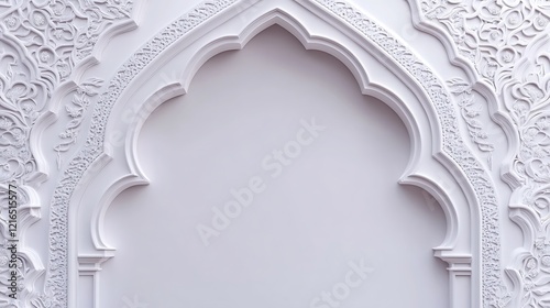White Architectural Archway With Intricate Floral Designs